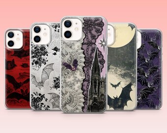 Gothic Phone Case Bat Maximalist for iPhone 17Pro, 16, 15, 14, 13, 12, Samsung S25, S24, S23Fe, S22, A16, A26, A56, Pixel 10, 9Pro