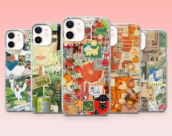 Japanisches Moodboard Handyhülle Kawaii Collage für iPhone 17Pro 16 15, 14, 13, 12, Samsung S25, S24, S23Fe, S22, A16, A26, A56, Pixel 10, 9Pro