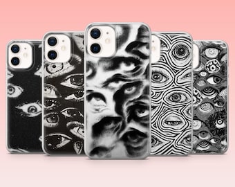 Creepy Eyes Phone Case Gothic Goth for iPhone 17Pro 16, 15, 14, 13, 12, Samsung S25, S24, S23Fe, S22, A16, A26, A56, Pixel 10, 9Pro