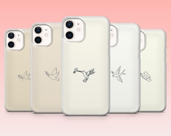 Bird Line Art Phone Case Line Art Bird for iPhone 17Pro, 16, 15, 14, 13, 12, Samsung S25, S24, S23Fe, S22, A16, A26, A56, Pixel 10, 9Pro