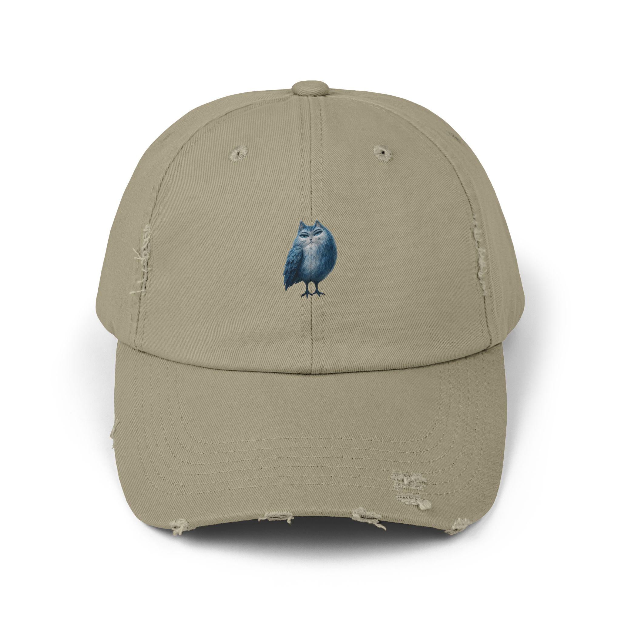 Minimalist Cat-Owl Creature Cap | Subtle Embroidered Centerpiece