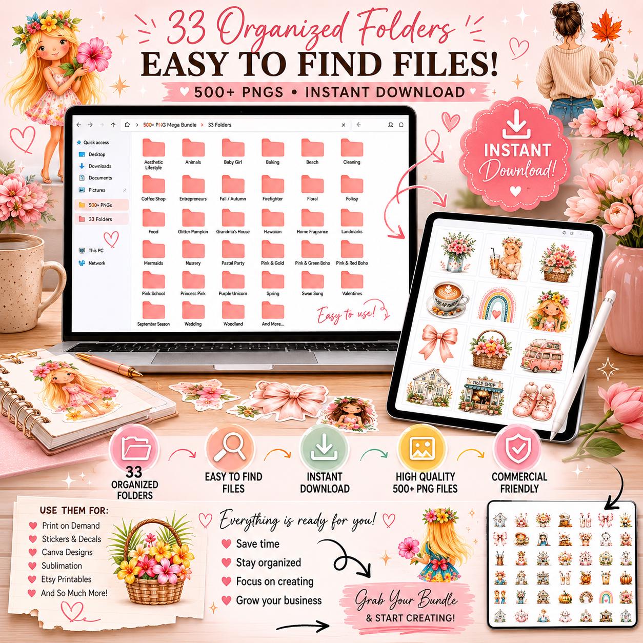 500+ PNG Mega Bundle | 33 Folders, Commercial Use Clipart (digital ...