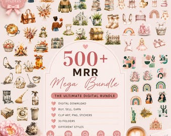 500+ PNG Mega Bundle | 33 Folders, Commercial Use Clipart (Digital Download)