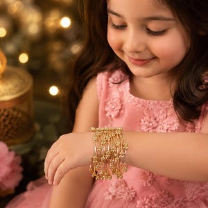 Kids Gold Tone Ghungroo Bangles | Lightweight Traditional Baby Jewelry For Girls