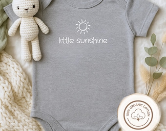 Unisex Baby Strampler aus 100% Biobaumwolle | Organic Baby Body Suit Little Sunshine | Oeko-Tex zertifiziert | Geschenk zu Geburt oder Taufe