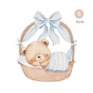 Unisex Babybody Bio Baumwolle | Baby Strampler Junge & Mädchen | 6 Teddy Bär Motiv | Geschenk zu Geburt und Taufe | bild 8