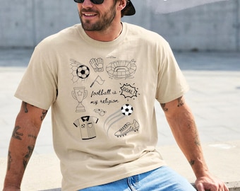 Männer Fussball-Fan-Shirt | Fussball Doodle Design T-Shirt | Fussball Fan Geschenk | Partner Look zur WM 2026