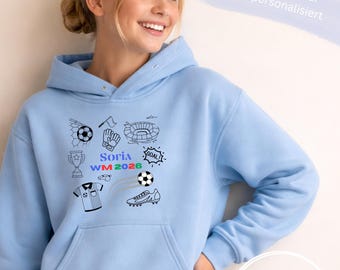 Personalisierter Unisex Kapuzenpullover für Kids & Teens | WM 2026 Kapuzenpulli | Geschenkidee Fußballfans
