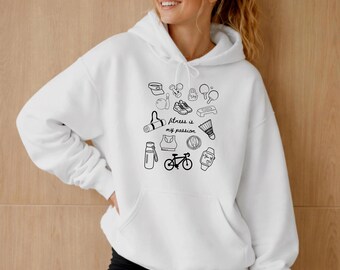 Fitness Hoodie Doodle Design | Frauen Fitness Kapuzenpzllover | Passend zu jedem Sport-Look | Frauen Geschenk