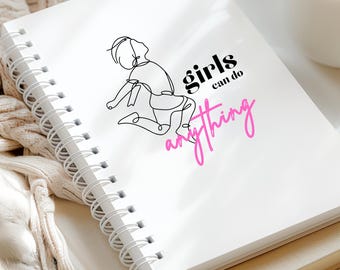 A5 Spiral-Notizbuch | Mädchen Tagebuch |  "Mädchen können alles" Girl Power Journal | Feines Liniendesign | Geschenk für Mädchen