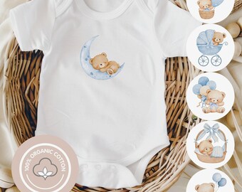 Body dziecięce unisex Bio Baumwolle | Nachhaltiger Strampler dziecięcy unisex | 6 Motyw misia | Geschenk zu Geburt und Taufe