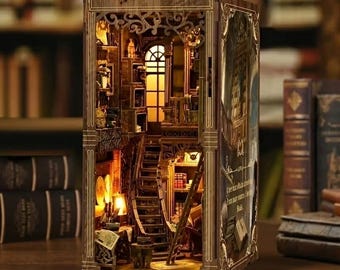 Zestaw DIY do kącika czytelniczego | Dekoracja półki na książki, Miniaturowa wkładka do półki na książki, Ręcznie robione zestawy puzzli 3D, Dekoracja kącika czytelniczego, Prezent dla miłośników książek