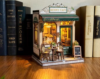 Sunny Café Dollhouse 3D Wooden Puzzle – DIY Mini House Kit
