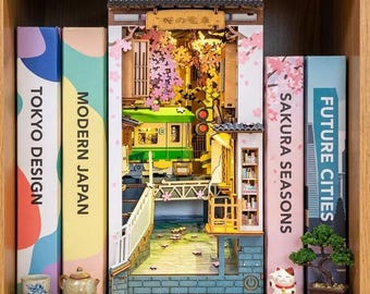 Japanese Bookshelf Decoration - 3D Wood Puzzle Booknook Kit With