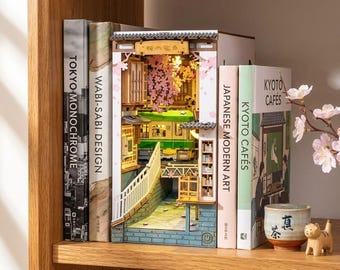 Japanese Bookshelf Decoration - 3D Wood Puzzle Booknook Kit With