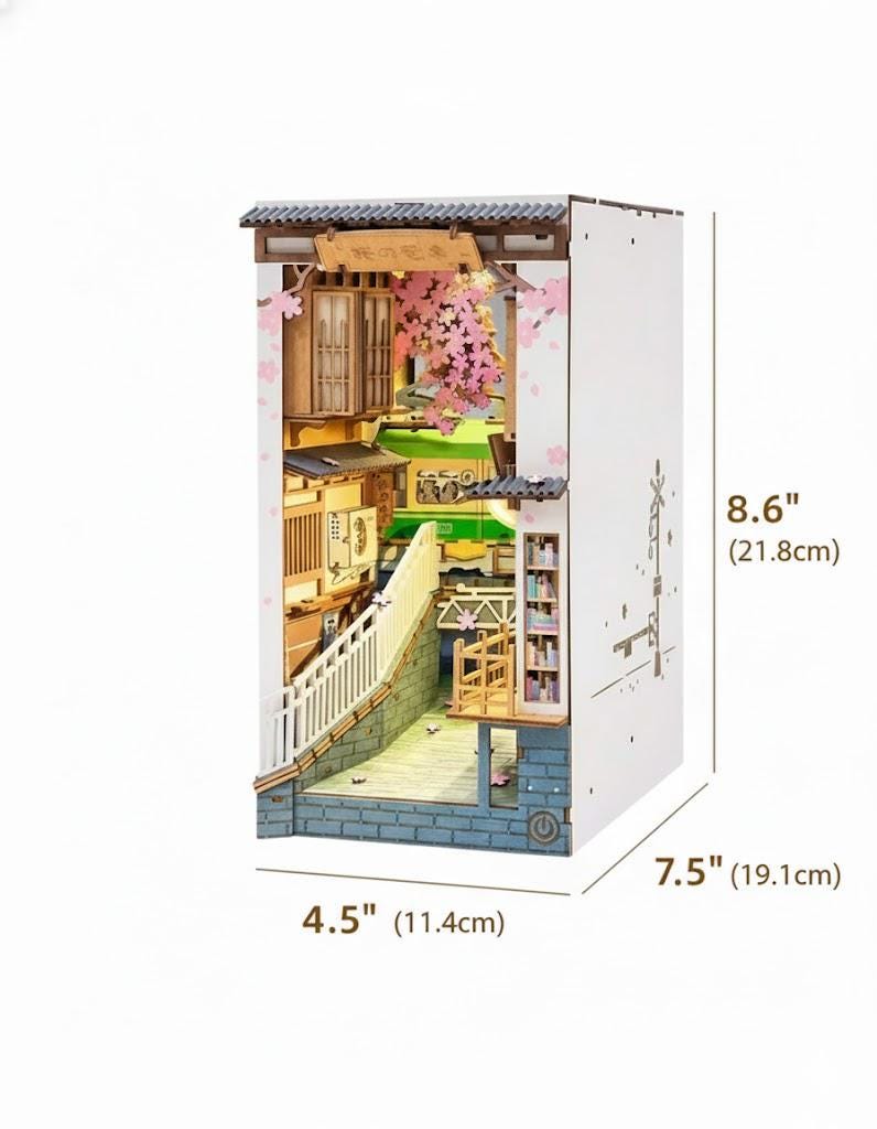 Japanese Bookshelf Decoration - 3D Wood Puzzle Booknook Kit With