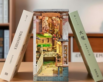 Japanese Bookshelf Decoration - 3D Wood Puzzle Booknook Kit With