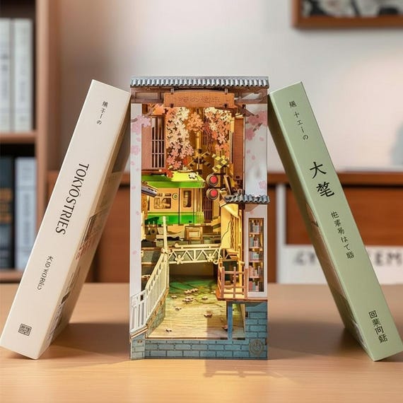 Japanese Bookshelf Decoration - 3D Wood Puzzle Booknook Kit With