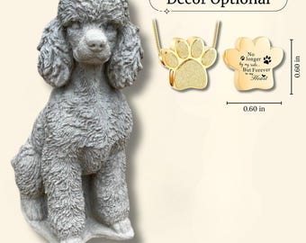 Dog Poodle Figure Outdoor Sculpture Poodle Memorial Gift Large Sitting Dog Statue Garden Stone Grave Pet Loss Decoration Backyard Figurine