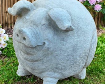Concrete Pig Garden Statue Outdoor Farm Animal Figure Stone Large Pig Decor Cement Ornament Farmhouse Statuary Potbelly Piglet Sculpture