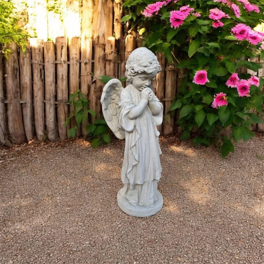 Standing Cherub Angel Sculpture Concrete Cherub Figurine Angel Memorial ...