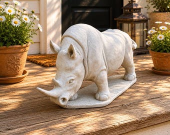 Garden Rhino Ornament Realistic Rhino Design Beton Animal Art Home Rhino Sculpture Stone Animal Decoration Outdoor Rhino Lawn Animal