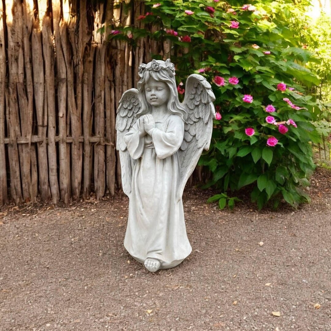 Stone Angel Sculpture Outdoor Angel Girl Statue Garden Decoration ...