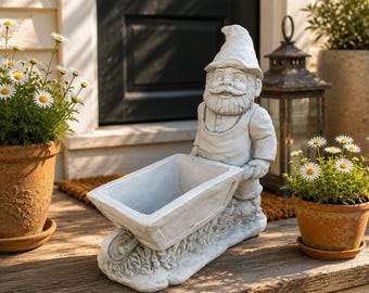 Garden Gnome Planter Outdoor Dwarf Ornament Concrete Gnome Decoration Lawn Fantasy Planter Backyard Gnome Figurine Stone Dwarf