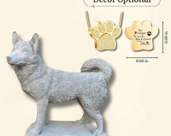 Concrete Siberian Husky Figure Outdoor Dog Memorial Stone Pets Lovers Sympathy Gift Dog with Memorable Necklace Garden Dog Statue Large Pet