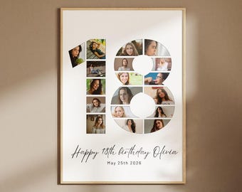 18. Geburtstag Foto-Collage Poster, personalisierte Meilenstein Dekor (Digitaler Download)