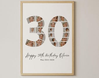 30. Geburtstag Foto Collage Vorlage, Minimalistisches Jubiläum Dekor (Digitaler Download)