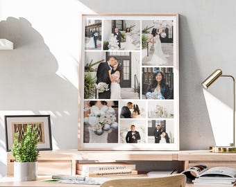 Fotocollage Schild Vorlage: Hochzeit, Geburtstag, Lebensfeier Banner, geeignet für den Druck im A2-Format.