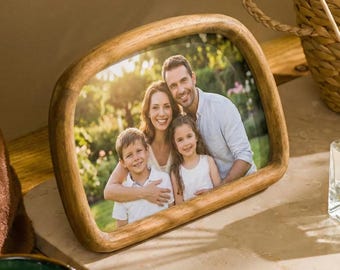 Personalisierter Naturholz Bilderrahmen mit Benutzerdefiniertem Druck, Jahrestag Hochzeit Geburtstagsgeschenk 5 x 7 Zoll