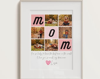 Personalisierte Mama Foto Collage Print - Fotocollage von Sohn Tochter (digitaler Download)