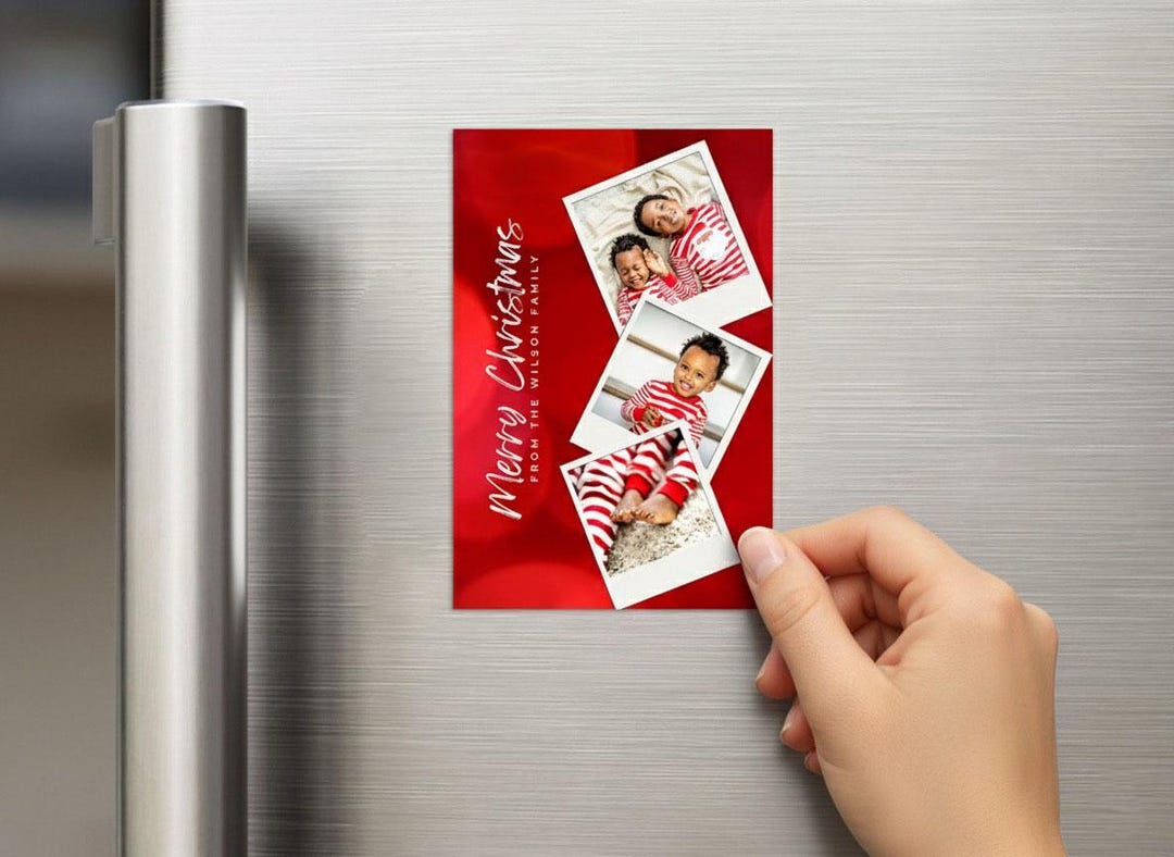 Personalized Photo Christmas Fridge Magnet Set 5 Pieces Custom Keepsake ...