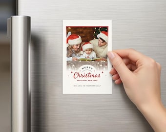 Personalized Photo Christmas Fridge Magnet Set 5 pieces Custom Keepsake