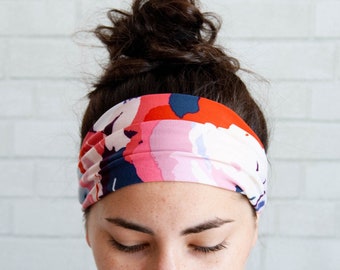 Soft No Slip Wide Comfort Headband Hairband Pink Abstract Pattern