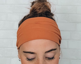 Soft No Slip Comfort Wide Sweat Headband Orange Workout Band