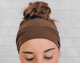 No Slip Super Soft Headband Solid Brown