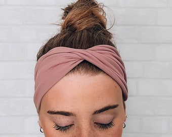 No Slip Soft Wide Soft Pink Mauve Twistable Headband