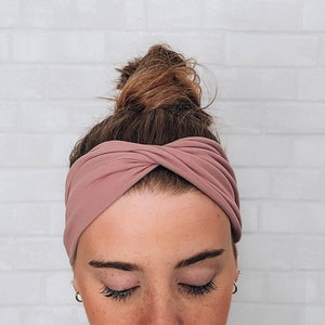 No Slip Soft Wide Soft Pink Mauve Twistable Headband