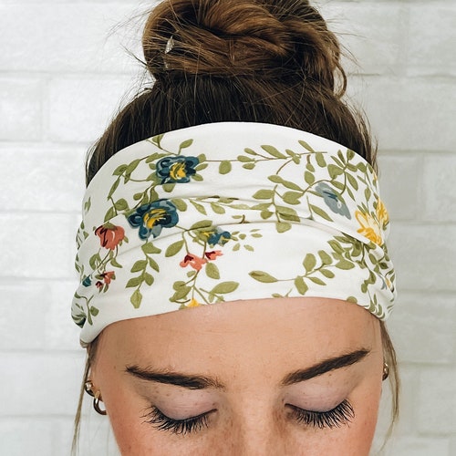 No Slip Softest Headband Ever Grey Fun Floral Print Etsy