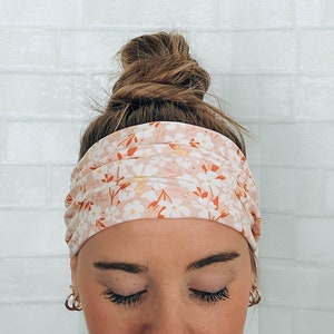 Soft No Slip Wide Comfortable Headband Hairband Light Pink Daisy Print