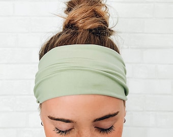 No Slip Soft Wide Light Pastel Green Twist Headband