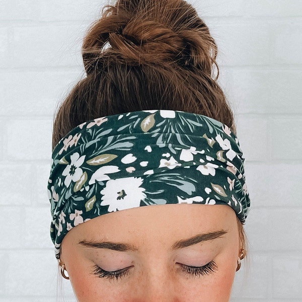 No Slip Softest Headband Ever Grey Fun Floral Print