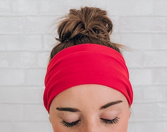 No Slip Soft Wide Hot Pink Stretchy Sweat Absorbent Headband