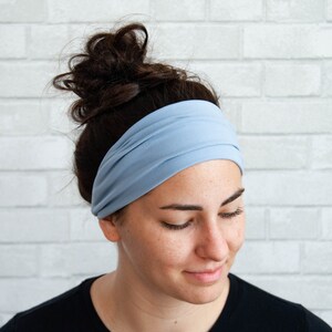 Soft Light Blue Wide Twist Sweat No Slip Headband image 2