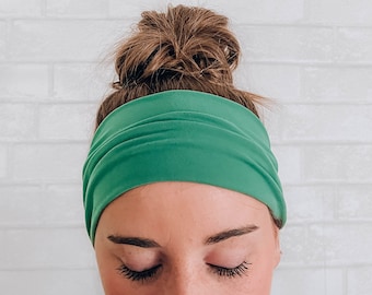 No Slip Super Soft Wide Green Twistable Headband