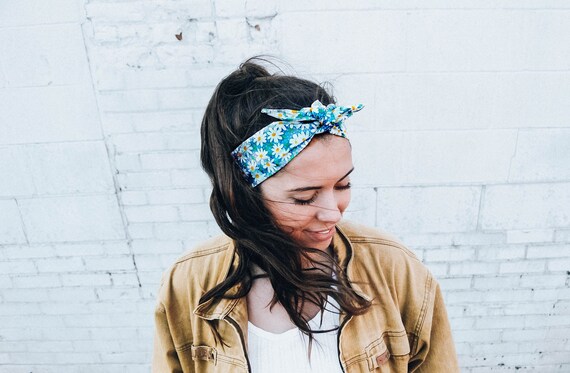 Daisy Head Scarf Vintage Inspired Pin Up Summer Boho Tie Etsy