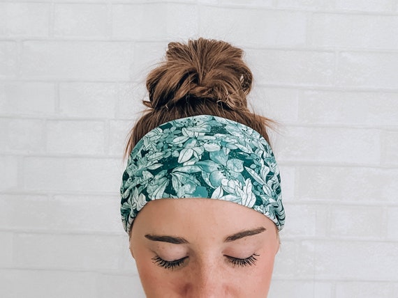 wide headband teal flowers wide headband teal flowers